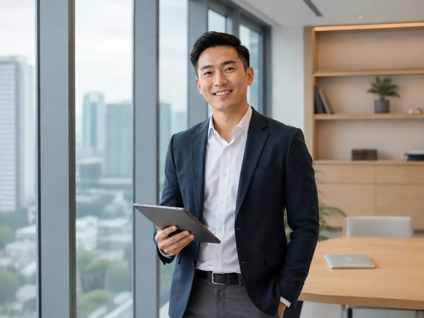 East Asian Property Consultant Tablet Portrait